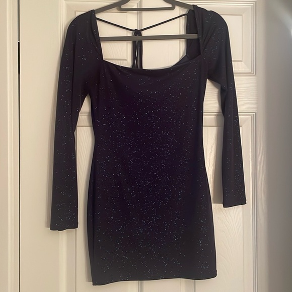 Lucy in the Sky medium navy long sleeve mini dress - Picture 2 of 9